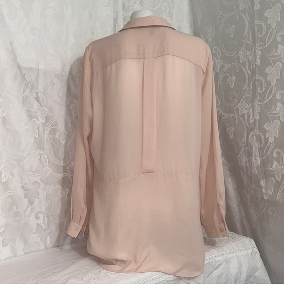 Melanie Lyne Light Peach Tiered Flowy Tunic Button Down Blouse - Picture 8 of 10